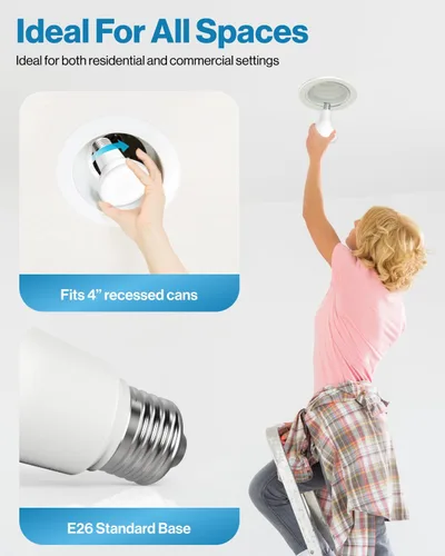 Miniatura 4 de Sunco - Paquete de 6 bombillas LED BR20, luz de inundación interior R20, regulable, CRI93 3000K blanco cálido, 50 W equivalente a 7 W, base E26