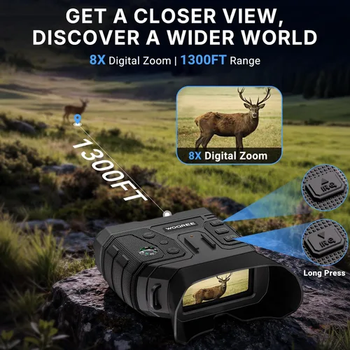 Miniatura 4 de Gafas de visión nocturna, prismáticos de visión nocturna 4K para adultos, foto de 36 MP, batería recargable de 5000 mAh, rango de 1300 pies, zoom