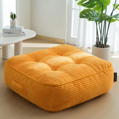 Miniatura 60 de HIGOGOGO Cojín de suelo para adultos, cojín de meditación, grande y redondo, funda de pana copetuda, para sala de estar o yoga, 22 x 22 pulgadas