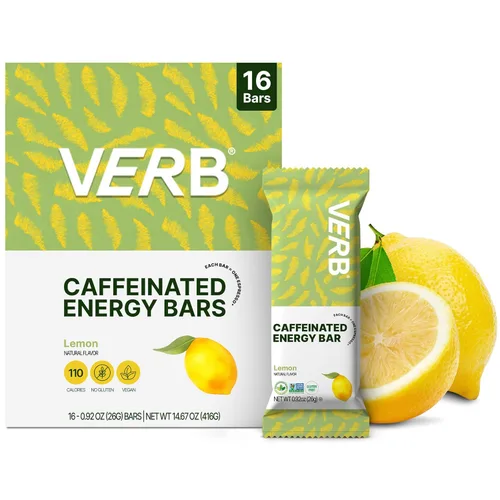 Miniatura 18 de Verb Barras de Energía Cafeinadas - Paquete de Variedad - 2 Sabores Deliciosos (26g, Paquete de 16) Barra de Energía Deliciosa de 110 Calorías, Baja