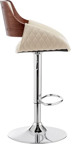 Miniatura 5 de Armen Living Adele - Taburete giratorio moderno de altura ajustable de piel sintética y madera de nogal con base cromada para encimera de isla