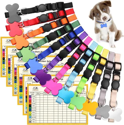 Collares mejorados para cachorros de camada, collares de identificación para cachorros, suministros de parto, collares de nailon suave separables de