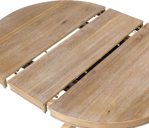 Miniatura 7 de JUSTONE Juego de mesa de comedor redonda de 5 piezas para 4, mesa redonda extensible con 4 sillas modernas con respaldo cruzado, juego de mesa