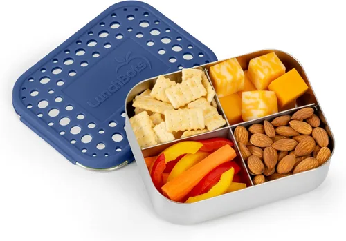 Miniatura 2 de LunchBots Contenedor Mediano Cuádruple para Aperitivos - Contenedor de Alimentos Dividido de Acero Inoxidable - Cuatro Secciones para Comida