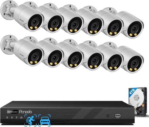 Miniatura 11 de Sistema de cámara de seguridad de 16 canales PANOOB 4K para uso comercial, NVR PoE 4K 16CH HDD 4TB, 16x cámaras IP al aire libre con cable 8MP