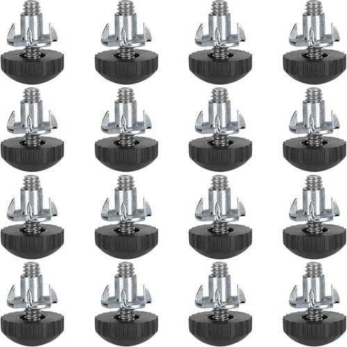 Anwenk Niveladores de muebles de acero inoxidable de 1/4 pies, niveladores ajustables para mesa y silla, deslizadores de pies, paquete de 16