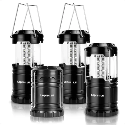 Lepro Faroles LED para campamento con pilas, plegables, resistentes al agua IPX4, luces portátiles para exteriores, para emergencias, huracanes,