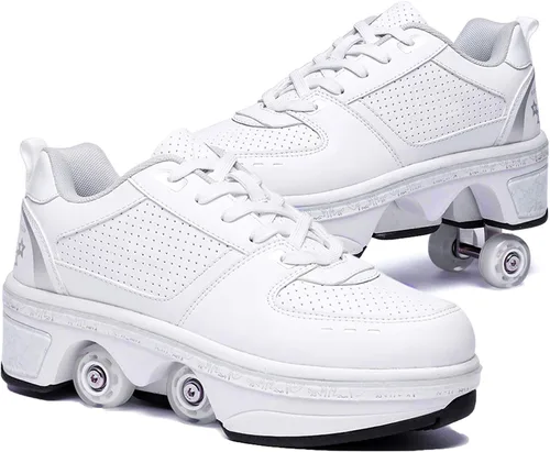 Miniatura 33 de Zapatos de patinaje convertibles para hombres y mujeres, zapatos de paseo automáticos para niños y adultos, patines con doble fila de ruedas, ruedas