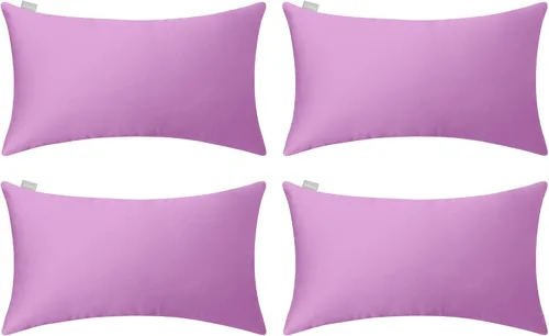 Miniatura 61 de Thmyo - Paquete de 4 fundas de almohada decorativas de 100 % algodón para lumbar, cómodas, sólidas, para Navidad/Halloween, fundas de cojín Blanco