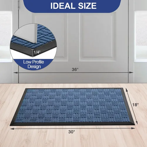 Miniatura 2 de mibao Mibao - Tapete para puerta delantera, resistente y duradero, tapete de bienvenida para interiores y exteriores, atrapador de suciedad, Azul