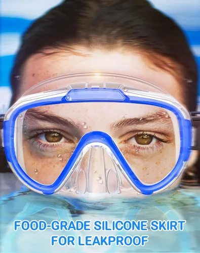 Miniatura 6 de Gafas de natación para adultos y niños, gafas de natación antivaho con cubierta para la nariz, sin fugas, máscara de buceo de esnórquel transparente