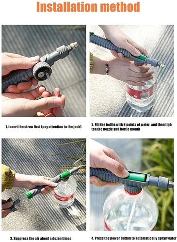 Miniatura 9 de Zerone Pulverizador de botellas de bebidas, rociador de jardín portátil con boquilla ajustable para césped y jardín, herramienta de riego de césped