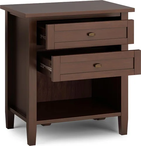 Miniatura 4 de SIMPLIHOME Warm Shaker Mesitas de noche de madera maciza de 24 pulgadas de ancho estilo transicional en negro para sala de estar y dormitorio