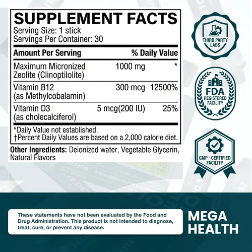 Miniatura 8 de MEGA HEALTH Barras de desintoxicación de zeolita natural – Limpieza de desintoxicación de zeolita con vitamina B12 y D3 Limpieza simple