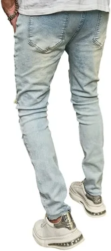 Miniatura 6 de Jeans ajustados para hombre de pierna recta, pantalones vaqueros ajustados elásticos impresos para hombre