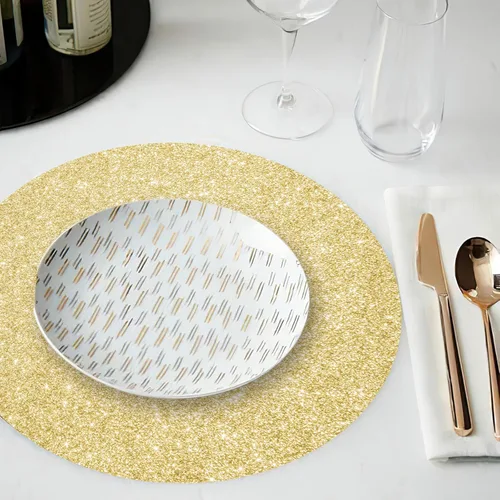 Miniatura 4 de 50 PCS Manteles Individuales Desechables Dorado Claro, Manteles Individuales de Papel Dorado Claro, Manteles Individuales Redondos Dorado Brillante