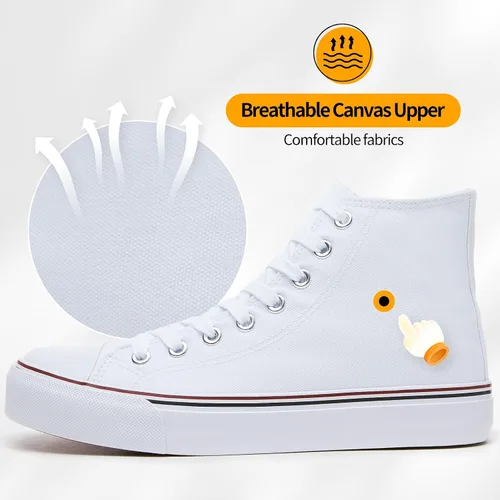 Miniatura 4 de ZGR Zapatillas de lona con cordones para mujer, con parte superior alta, zapatillas casuales para tenis y caminar