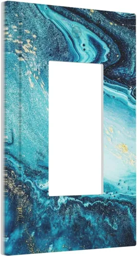 Placa de Pared Abstracta de Mármol Azul con Textura de Piedra Falsa de Pintura Líquida Dorada Interruptor Basculante Individual/Decora de 1 Vía
