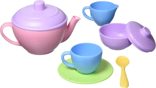 Miniatura 2 de Green Toys Juego de té, Pink CB, juego de 17 piezas, habilidades motoras, lenguaje y comunicación para niños, sin BPA, ftalatos, PVC, apto