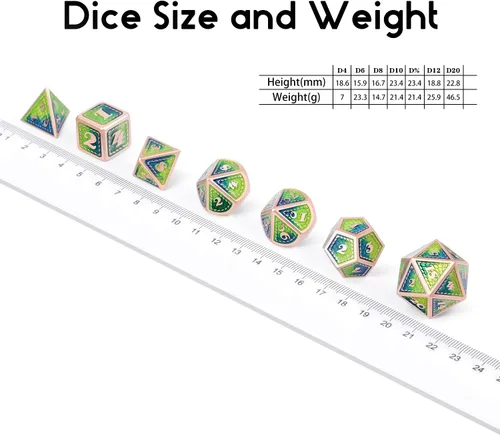 Miniatura 4 de DNDND - Juego de dados metálicos para DND con estuche de metal de regalo, 7 piezas de dados metálicos de Calabozos y Dragones para juego DND