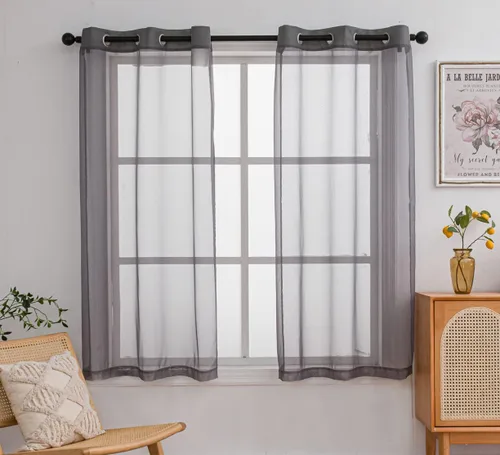 Miniatura 12 de PI - Cortinas traslúcidas con paneles pequeños, cortina transparente para ventana de cocina, mirador, 2 paneles