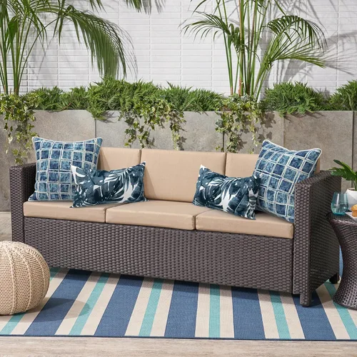 Miniatura 527 de Juego de 2 almohadas para exteriores de 16 x 16 pulgadas, repelentes al agua con interiores, para muebles de patio, hogar, jardín, geometría bohemia