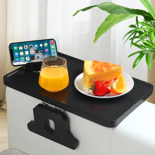 Miniatura 13 de Bandeja de brazo de sofá de madera tallada de bambú, bandeja de reposabrazos de sofá de tamaño normal de 11.8 x 8.6 pulgadas, no requiere