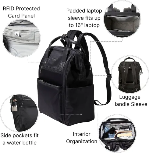 Miniatura 3 de Baggallini Mochila Soho para mujer, Negro, talla única