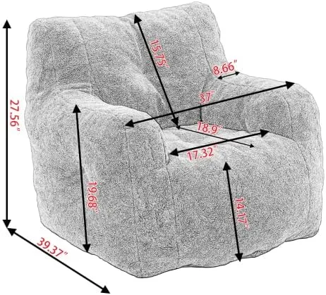 Miniatura 2 de anwickjeff Sillones puf, puf de relleno suave copetudo con relleno, sofá perezoso esponjoso, tumbona imperial gigante para dormitorio, sala de estar