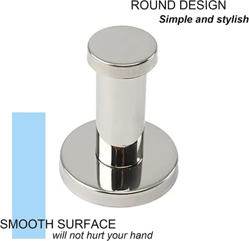Miniatura 3 de Ganchos para toallas de baño, paquete de 6 ganchos redondos para abrigos, gancho resistente para bata montado en la pared, colgador de ropa Cromo