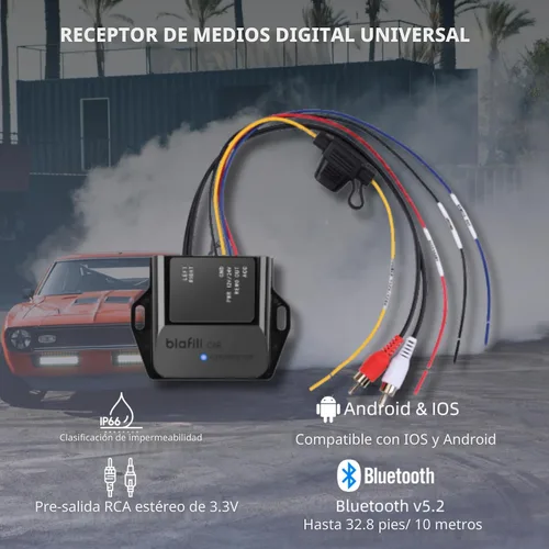 Miniatura 7 de Receptor Bluetooth 5.2 para automóvil – aptX adaptativo, aptX HD, AAC, SBC – Compatible con 12 V/24 V, disparador remoto, salida RCA estéreo