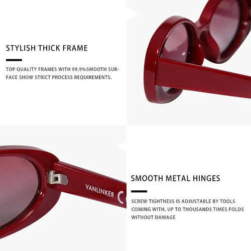 Miniatura 4 de VANLINKER Polarized Retro Oval Sunglasses for Women and Men Small 90s Style VL9580