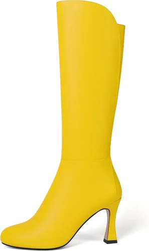 Miniatura 2 de SKYSTERRY Botas de tacón alto con cremallera mate para mujer, con punta redonda, de 3.3 pulgadas