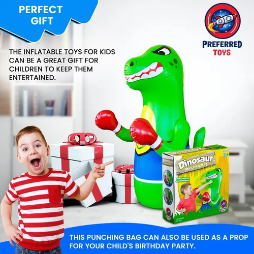 Miniatura 4 de Preferred Toys Saco de boxeo inflable de dinosaurio para niños – Paquete de 2 bolsas Bop para niños pequeños y niños de 3 a 8 – Juguetes inflables