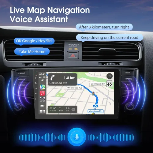 Miniatura 3 de Haudio Estéreo inalámbrico de doble DIN de 9 pulgadas para automóvil, con Apple CarPlay y pantalla de radio Android Auto, con Mirror Link, Bluetooth