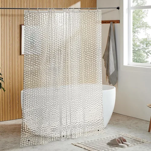 Miniatura 11 de NTBAY - Cortina de ducha transparente de etilvinilacetato, repelente al agua, para cabina de ducha de baño, tejido gofre a cuadros, 72 x 72 pulgadas