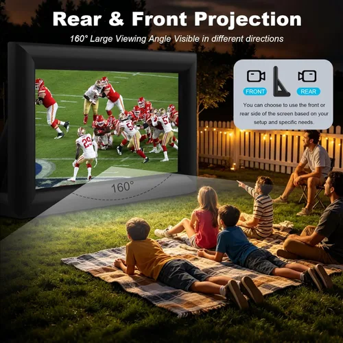Miniatura 2 de GYUEM - Pantalla de proyector inflable portátil de 20 pies para películas; paquete de enorme pantalla de proyección de cine soplada con aire