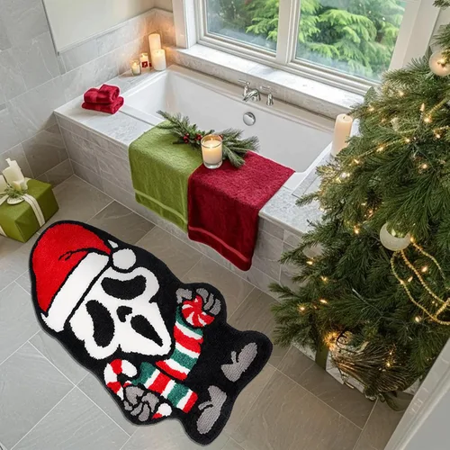 Miniatura 3 de GAGEC Alfombra de Navidad fantasma, Halloween, espeluznante, gótica, decorativa, para baño, entrada, bañera, hogar, sala de estar, tapete de baño