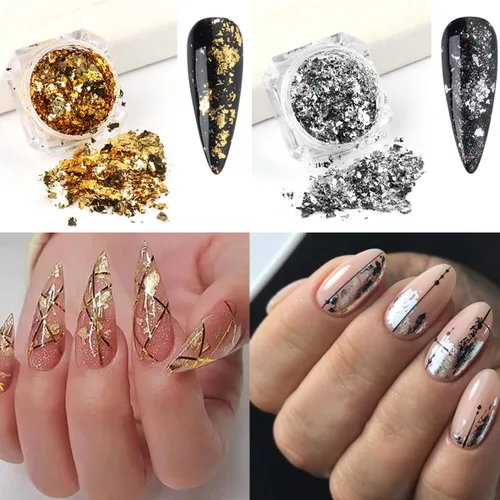 Miniatura 4 de Escamas holográficas con purpurina de aluminio brillante 3D, suministros de arte de uñas, oro rosa, rojo, plata, purpurina, copos de espejo, polvo