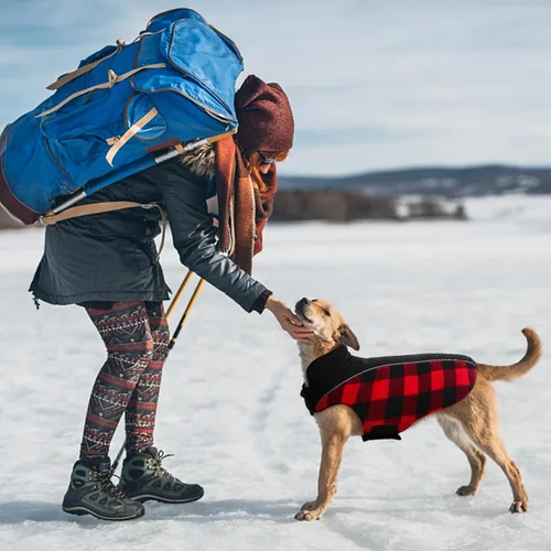 Miniatura 7 de Kuoser - Abrigo reversible para perros para climas fríos, abrigo de invierno impermeable reflejante para mascotas, abrigo para perros a cuadros