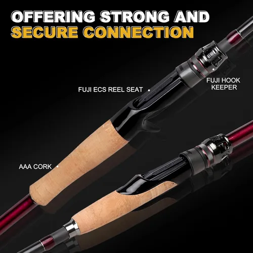 Miniatura 4 de TRUSCEND Craz Premium Baitcasting Fishing Rods, 1-Piece Performance Multi-Piece Travel Rod, Sensitive Backbone Tough Fishing Rod with Toray Carbon &