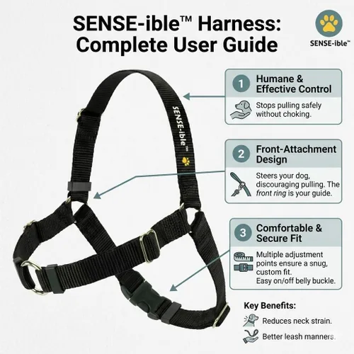 Miniatura 2 de Softouch Sense-ible Arnés para perro sin tirones (negro, extra pequeño)