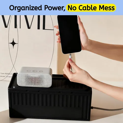 Miniatura 5 de Caja de cables - [142 piezas] Kit de organización de cables, caja ocultadora de cables mediana para ocultar el soporte de la regleta