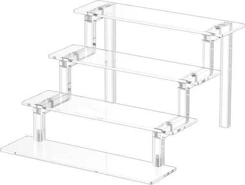 WINKINE - Estante de acrílico transparente de 3 pasos para figuras Amiibo Funko POP, 3 niveles de acrílico para decoración y organizador