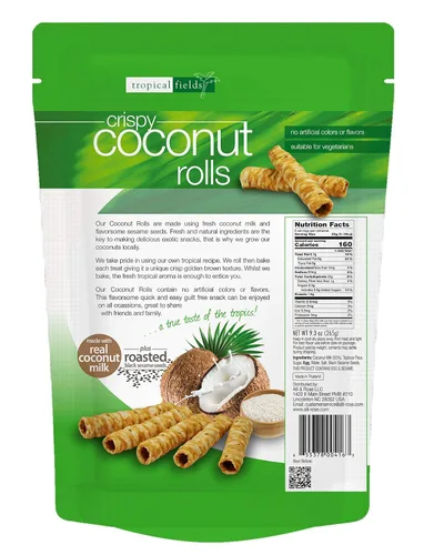 Miniatura 2 de Tropical Fields Rollos de coco crujientes (9.3 onzas), orgánicos, sin gluten, sin lácteos