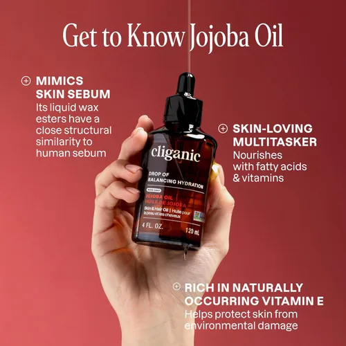 Miniatura 2 de Cliganic Aceite de jojoba no GMO para piel, cabello y cara (60 ml) 100% puro, natural, prensado en frío, sin refinar, sin hexanos