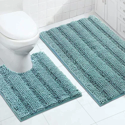Miniatura 58 de Turquoize Alfombras de Baño de Chenilla Peludas Alfombra de Baño Antideslizante Gruesas Alfombras Peludas para Baño Chenilla Juego de Alfombra