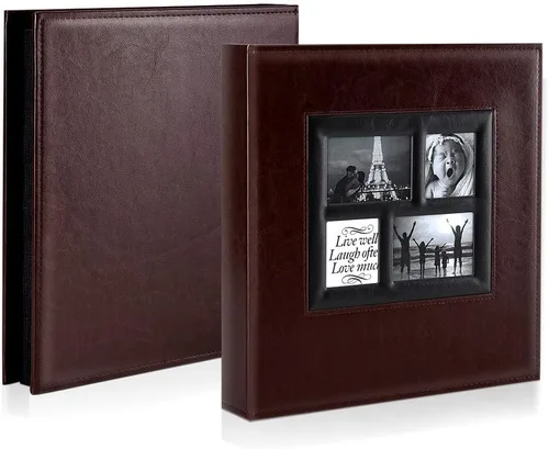 Miniatura 2 de Ywlake - Álbum de fotos de 4 x 6 pulgadas con 500 bolsillos, capacidad extragrande, para fotos familiares o de boda, capacidad para 500 fotos Marrón