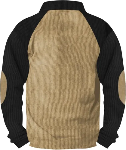 Miniatura 2 de Camisa de pana para hombre, cuello de solapa, botones, manga larga, casual, con parches en los codos, tops activos