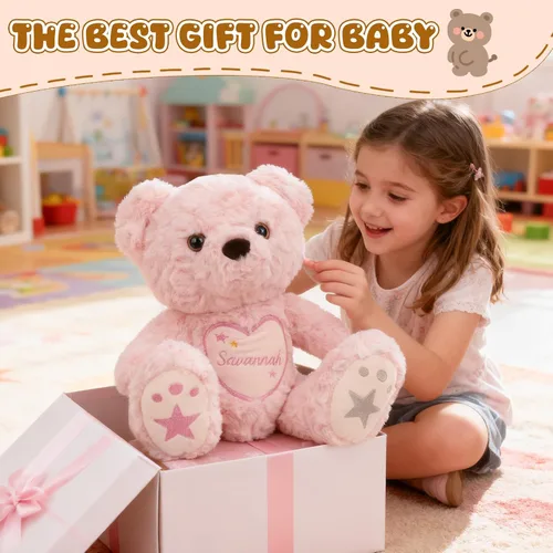 Miniatura 7 de Oso de peluche personalizado con nombre bordado, animales de peluche personalizados para bebés, juguetes de peluche de oso para regalos de niña de 3